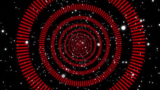 Abstract background with particles and red lines circle tunnel loop 4k. particle animation pattern backdrop