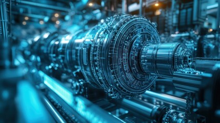 Fototapeta premium Industrial Machinery: A Close-up View of a Powerful Engine
