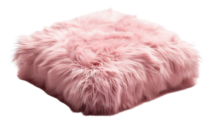 Plush pink pillow on white transparent background
