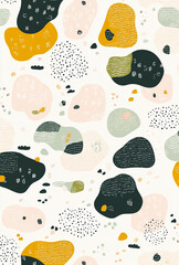 Colorful abstract shapes create playful and modern design