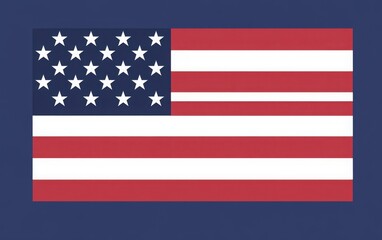 Fototapeta premium A top-down view of the American flag on a blue background, leaving ample space in the center for text or design elements. 