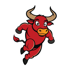 Energetic bull-jumping mascot logo featuring a dynamic, muscular bull mid-leap with a determined expression. Showcases agility, strength, and spirit—perfect for sports or daring brands.