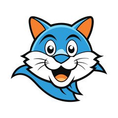 A playful cat head mascot logo featuring big, bright eyes, perked ears, and a friendly smile. Ideal for adding charm and approachability to your brand with a touch of feline fun.
