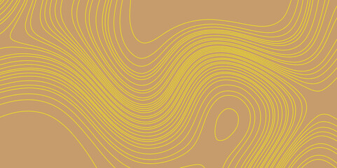 Modern beautiful curve line color topography contour map background, vector illustration with landscape geodesy topographic map yellow lines and brown background are combination of most luxurious.