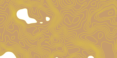 Naklejka premium Modern beautiful curve line color topography contour map background, vector illustration with landscape geodesy topographic map yellow lines and brown background are combination of most luxurious.