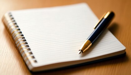 A blank notebook and pen ready for creative thoughts and ideas.
