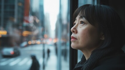 Woman Looking Out Window