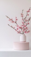 Soft Pink Podium on a Clean White Background for Product Display and Minimal Design