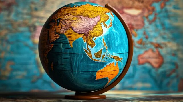 Global Perspective: A vintage-style globe takes center stage, its rich colors and intricate details hinting at faraway lands and untold adventures.