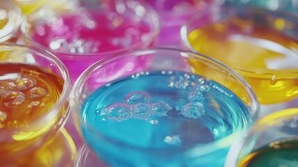 Close-up of Colorful Liquids in Glassware