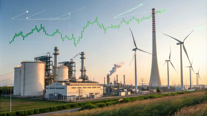 Fototapeta premium Energy production and market trends in a modern landscape