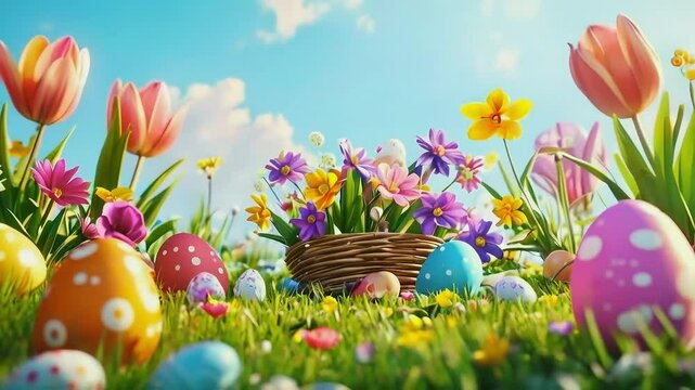 easter eggs in grass