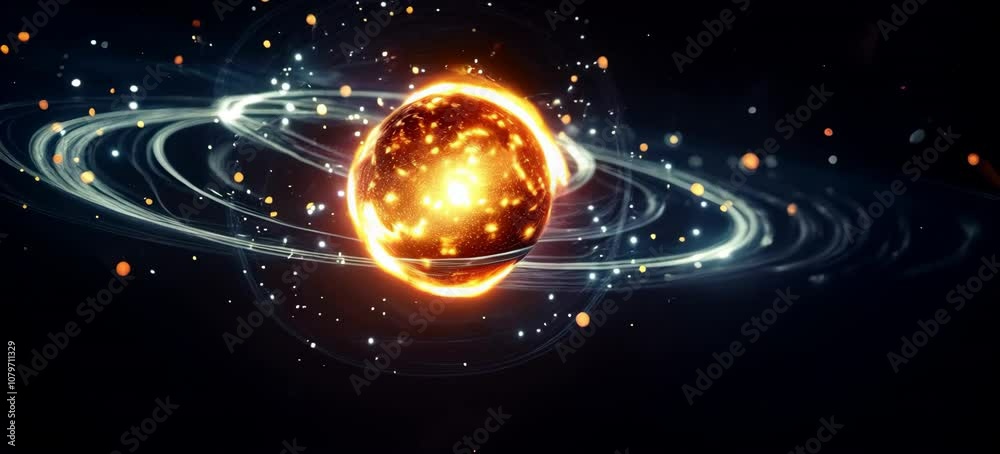Wall mural space solar system with planet orbit rotation. generative video ai technology.