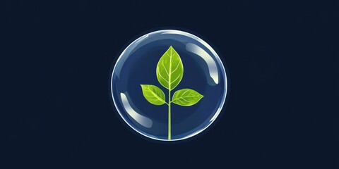 Fresh Green Plant Growing Inside a Transparent Bubble Representing Environmental Protection and Sustainability Concept in a Modern Style