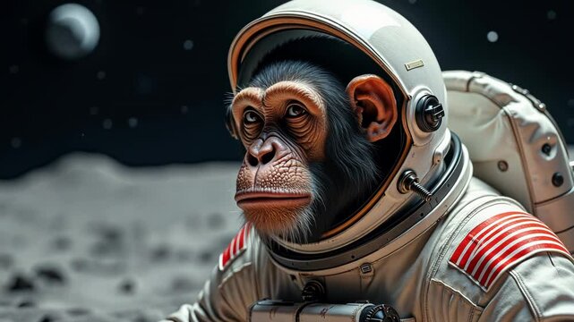 Chimpanzee Astronaut on the Moon