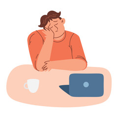 depressed man working