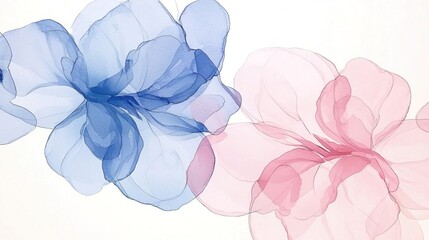 Obraz premium Paint on a canvas Concept. Ethereal Watercolor Floral Artwork in Soft Colors