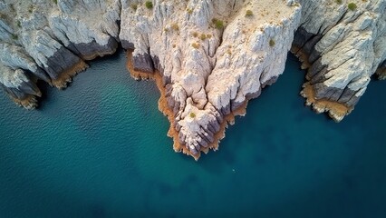 Rugged coastline with rocky shore and deep blue ocean - Powered by Adobe