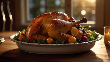 close-up image of a Christmas turkey dish