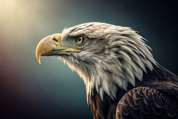 Fototapeta premium Majestic Eagle Head Vector on Dark Background – High Depth of Field Illustration for Wildlife Enthusiasts, Nature Lovers, and Graphic Design Projects
