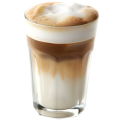 A macchiato with a layer of foam isolated on a transparent background