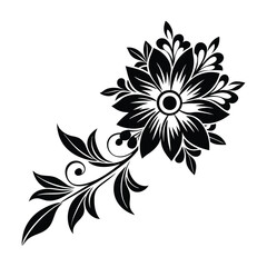 Black corner floral design, the floral simple, easy, clear shape vector line art illustration