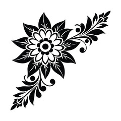 black floral design corner shape vector illustration on a white background
