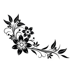 floral silhouette corner shape vector design with white background
