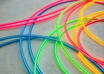 Neon Streaks and Futuristic Lines on White Background for Modern Aesthetic Designs