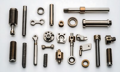 Obraz premium Auto motor mechanic spare or automotive component. new metal car part set. auto engine repair