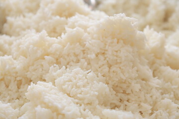 close up of white rice (nasi putih)