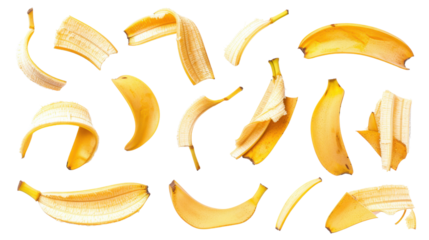 Banana peels on white transparent background