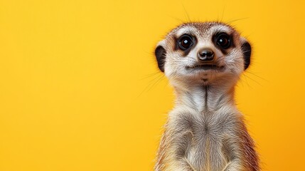 Fototapeta premium Curious Meerkat on Yellow Background