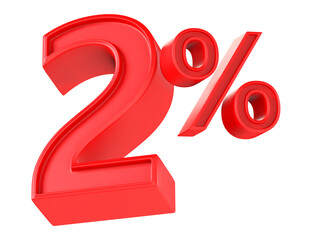 Discount 2 Percent Off Sale Red Number 3D