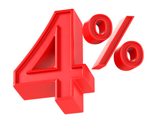 Discount 4 Percent Off Sale Red Number 3D