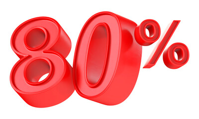 Discount 80 Percent Off Sale Red Number 3D