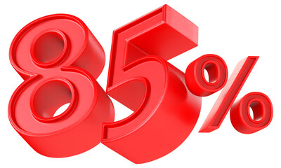 Discount 85 Percent Off Sale Red Number 3D