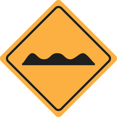 Speed bump traffic sign on white background.