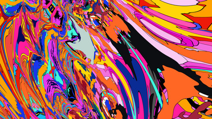 Abstract background, colorful psychedelic fluid shape, doodle for Art and Music, New Year Festival 2025