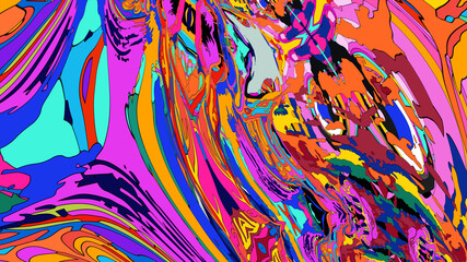 Abstract background, colorful psychedelic fluid shape, doodle for Art and Music, New Year Festival 2025