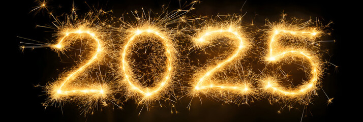 2025 sparkler firework letter happy new year.