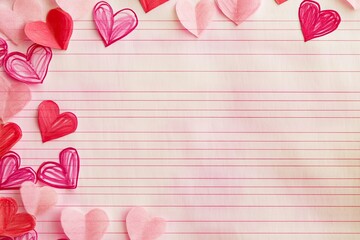 Obraz premium note paper seamless love pink & red background with generative ai
