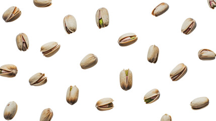 Obraz premium Pile pistachio nuts on white transparent background