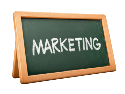 Blackboard with word marketing isolated on transparent background