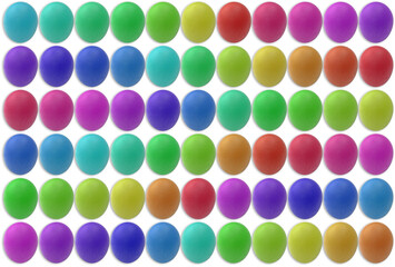 Œufs couleurs arc-en-ciel, fond blanc 