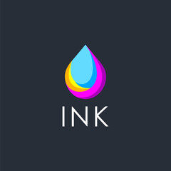 Abstract modern ink drop logo vector icon template on black background