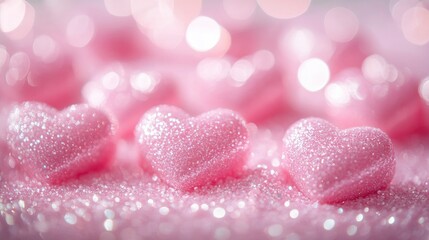 Obraz premium Pink background with lots of hearts and stars, pastel pink background with many small white heart shapes, light pink and baby blue, soft pink with sparkling sparkles, with generative ai