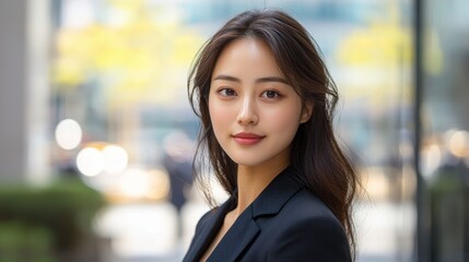 Fototapeta premium peem_31913_Professional_Asian_woman_in_a_suit_urban_setting_blu_5426e843-4aa3-4873-84fa-d47605d63378_3.jpeg