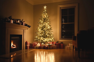 christmas tree with fireplace