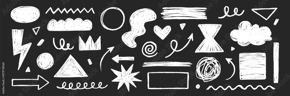 Aufkleber pencil crayon brush line stroke. brush crayon pencil chalk texture effect doodle shape. vector hand 